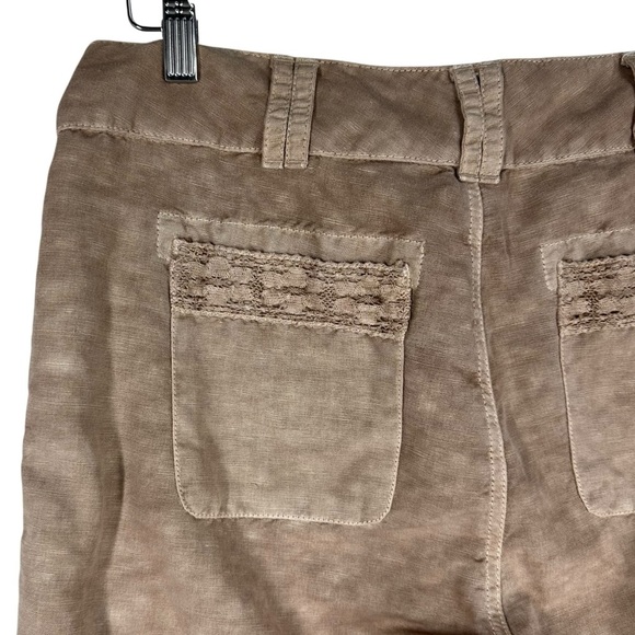 SUNDANCE Organia Lace Tan Linen Blend Rollup Pants - Picture 6 of 8